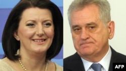 Kosovar President Atifete Jahjaga (left) and Serbian President Tomislav Nikolic will meet in Brussels this week, the first time the talks will be held at such a high level.