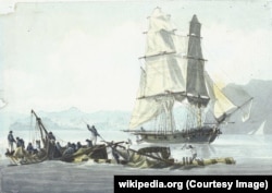 Шлюп брытанскага каралеўскага флёту HMS Speedy, часоў 19 стагоддзя. Прыкладна так маглі выглядаць і караблі Міклашэвіча