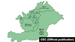 Ош шаарындагы жана Ош облусундагы шайлоо округдары. БШКнын материалы.