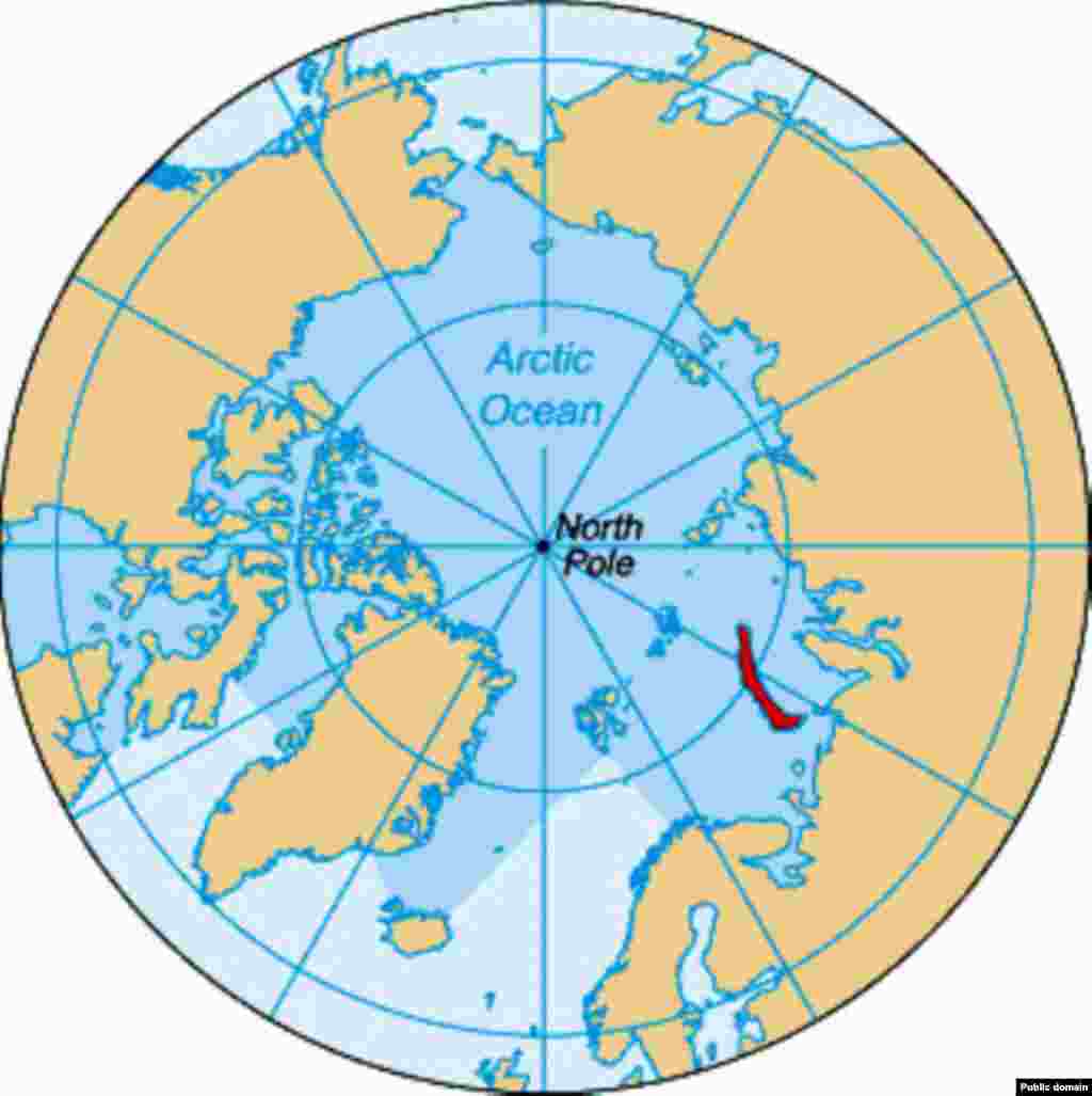 Russia -- Novaya Zemlya position map New Land