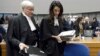 France -- Lawyers representing Armenia, Amal Clooney (R) and Geoffrey Robertson, arrive for the start of the appeal hearing in Perincek case before the European Court of Human Rights in Strasbourg, January 28, 2015 