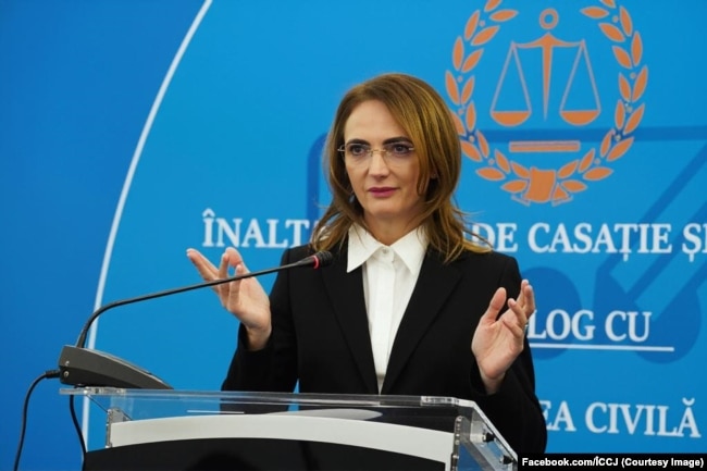Lia Savonea, președinta &Icirc;naltei Curți de Casație și Justiție (ICCJ), pe 9 decembrie 2025, la conferința &bdquo;Justiția și societatea civilă &icirc;n dialog&rdquo;, de Ziua Internațională Anticorupție.