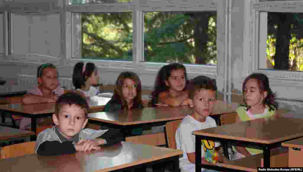 The first day of school at Vlado Tasevski primary school in Skopje, Macedonia