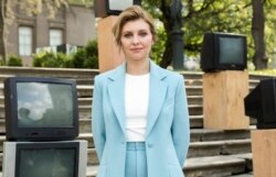 Olena Zelenska, în timpul unei emisiuni în direct TV la Kiev, pe 6 mai 2020.