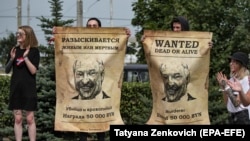 Фотографија од протестот на работниците во една од фабриките во Минск кои денеска им се придружиле на останатите демонстранти