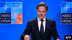 NATO Secretary-General Mark Rutte addresses a press conference at The Hague on June 23, a day ahead of the alliance's summit. 