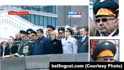 Generalul rus în retragere Nikolai Tkaciov, montaj foto de Bellingcat