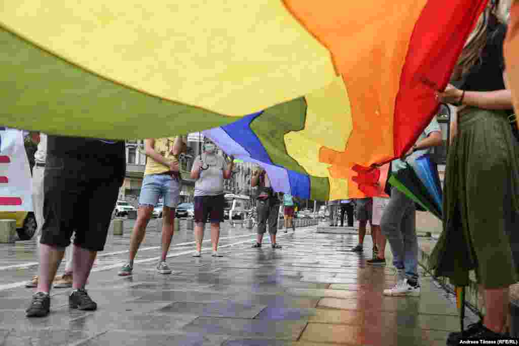 LGBTQ- Protest organized by ACCEPT Association, against the decision of banning the Bucharest Pride Parade 2021, Bucharest, Romania.