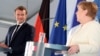 Pamje nga konferenca për media mes kancelares Merkel dhe presidentit Macron.