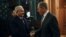 Libyan National Army commander Khalifa Haftar (left) shakes hands with Russian Foreign Minister Sergei Lavrov before talks in Moscow on January 13.