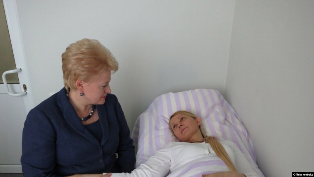 Lithuania President Dalia Grybauskaite meets with Yulia Tymoshenko in Kharkiv.