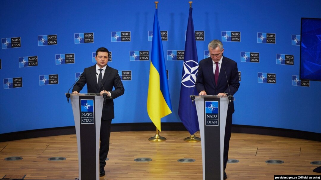 Președintele Ucrainei, Volodîmir Zelenski și secretarul general al NATO, Jens Stoltenberg - Bruxelles, 16 december 2021