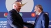 Belarusian President Alyaksandr Lukashenka (left) and Armenian Prime Minister Nikol Pashinian in Yerevan on October 2019