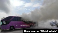 Тушение автобуса на трассе «Таврида», 27 сентября 2020 года
