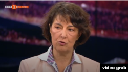 Антония Ковачева, директорка на Българската национална филмотека, която беше уволнена в сряда и върната на поста си след натиск от едно денонощие. Стоп кадър от предаване на БНТ.