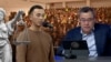 Коллаж. Ширинбек Абдурахманов президент Садыр Жапаровго Жалал-Абаддагы эл менен жолугушуусунда кайрылган.