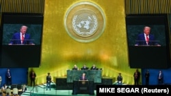 Трамп зимни суханронӣ дар Маҷмаи Умумии СММ. 22 сентябр, 2026.