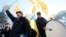 Demonstrators shout slogans while they take part in a rally of depositors in failed Ukrainian banks who demanded compensation of their deposits, in front of the parliament building in Kyiv on November 15.