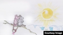 Рисунок Александра Доценко жене Асе