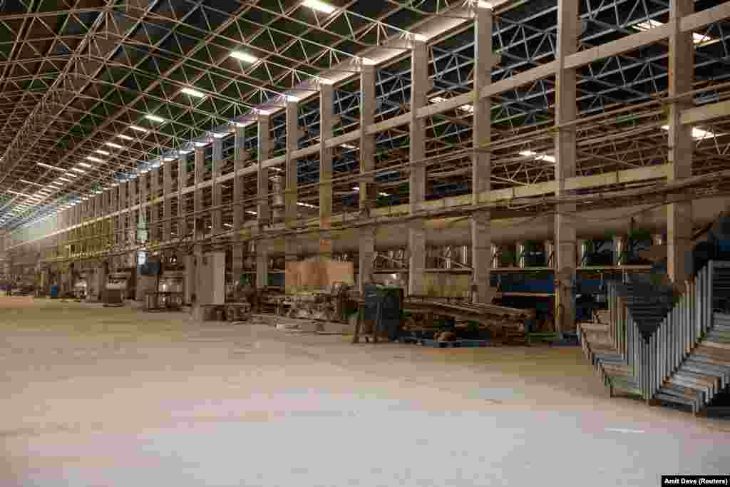 A closed ceramics factory in Morbi, India, on March 5.Hundreds of factories in Morbi alone have reportedly halted operations due to the squeeze on fuel needed for the gas-hungry kilns of India's ceramics industry.