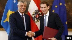 Presidenti i Kosovës, Hashim Thaçi dhe kancelari austriak, Sebastian Kurz. Foto nga arkivi. 