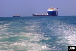 A cargo ship seized by Huthis in the Red Sea in November 2023.