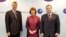 European Union foreign-policy chief Catherine Ashton met on February 19 with Kosovo's Hashim Thaci (left) and Serbia's Ivica Dacic (right).