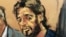 Turkish-Iranian businessman Reza Zarrab in a courtroom sketch