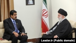Iranian Supreme Leader Ayatollah Ali Khamenei (right) meets Venezuela's Nicolas Maduro in Tehran in November 2015.