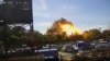 UKRAINE – The moment of hit of the Russian rocket on the shopping and entertainment center in Kremenchuk in Poltava region, June 27, 2022. Footage from the video released by the President of Ukraine