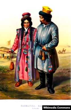 Калмыки в традиционной одежде. 1862 г