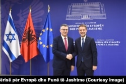 Saar dhe Hoxha gjatë takimit në Tiranë, 12 tetor 2026\.