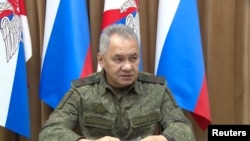 Russian Defense Minister Sergei Shoigu attends a meeting with other military officials on November 9. 