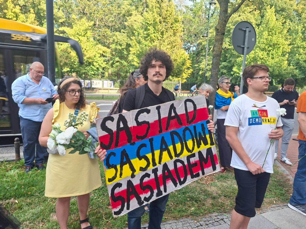 A "My Poland Does Not Hit, Insult or Incite Hatred" rally against attacks on Ukrainians in Warsaw, Poland, 7 August 2026