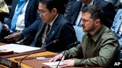 Володимир Зеленський під час виступу на засіданні Ради безпеки ООН, 20 вересня 2023 року