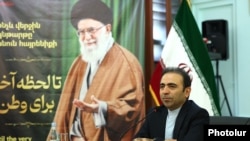 Armenia - Iranian Ambassador Khalil Shirgholami speaks during a news conference in Yerevan, July 8, 2026.