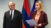 Belgium - The EU's foreign and security policy chief, Federica Mogherini, and Armenian Foreign Minister Edward Nalbandian announce the start of negotiations on a new EU-Armenia accord, Brussels, 7Dec2015.