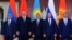 Leaders of the Eurasian Economic Union (EEU) pose during a meeting of the Supreme Eurasian Economic Council in Astana, Kazakhstan, in May of last year. (From left to right: Armenian President Serzh Sarkisian, Belarusian President Alyaksandr Lukashenka, Kazakh President Nursultan Nazarbaev, Russian President Vladimir Putin, and Kyrgyz President Almazbek Atambaev.)