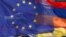 The flags of EU and Armenia