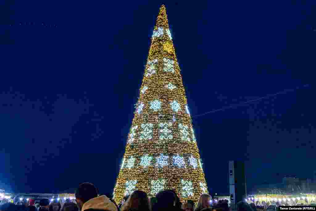 Georgia - New year tree. Christmas tree in Zugdidi. 