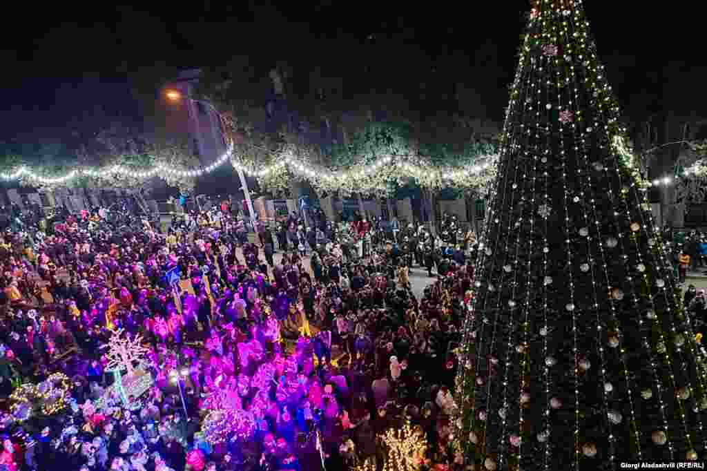 Georgia - New year tree. Christmas tree in Gurjaani.