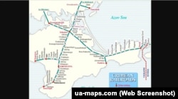 Карта железных дорог в Крыму. Скриншот страницы сайта http://www.ua-maps.com