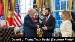 دونالد ترمپ ریئس جمهور امریکا با احمد شرع رئیس جمهور سوریه در کاخ سفید