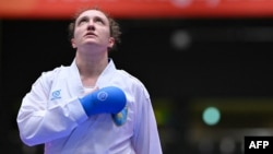 Каратэші Софья Берульцева Азия ойындарының чемпионы атанған сәт. Жапония. 20 қыркүйек 2026 жыл.
