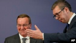 Nemački ministar spoljnih poslova Boris Pistorijus i predsednik Srbije Aleksandar Vučić