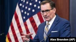 U.S National Security Council spokesman John Kirby speaks during a media briefing. (file photo)