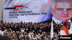 Armenian - Billionaire Samvel Karapetian's Strong Armenia party holds a rally in Yerevan, April 11, 2026.