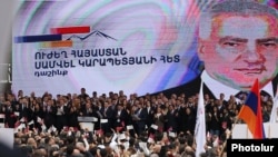 Armenian - Billionaire Samvel Karapetian's Strong Armenia party holds a rally in Yerevan, April 11, 2026.