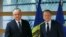 Moldovan President Igor Dodon (left) met with European Council President Donald Tusk in Brussels on February 7.