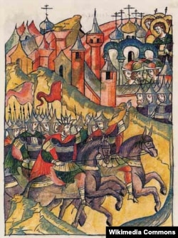 Крымскае войска пад Масквой. Малюнак зь летапісаў, 1521
